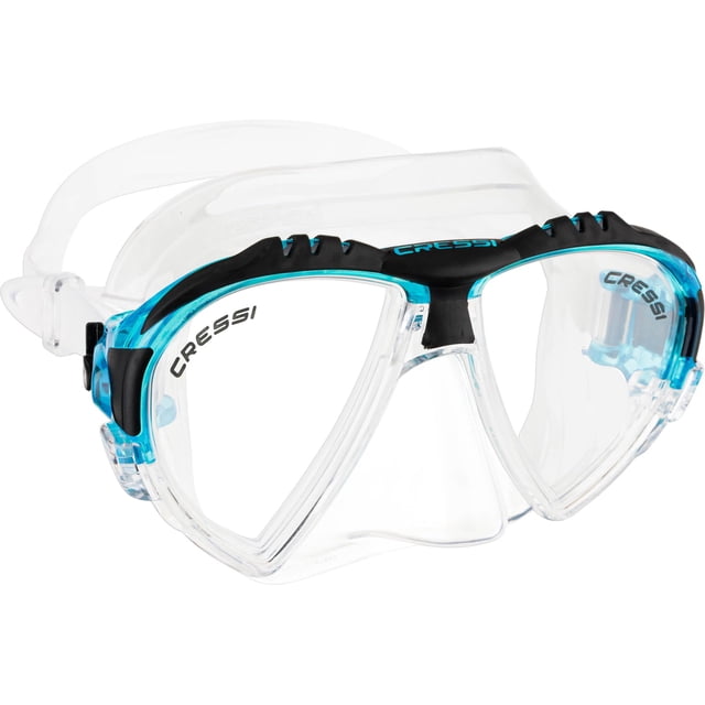 Máscara de buceo Cressi Matrix de 2 lentes, transparente con detalles aguamarina