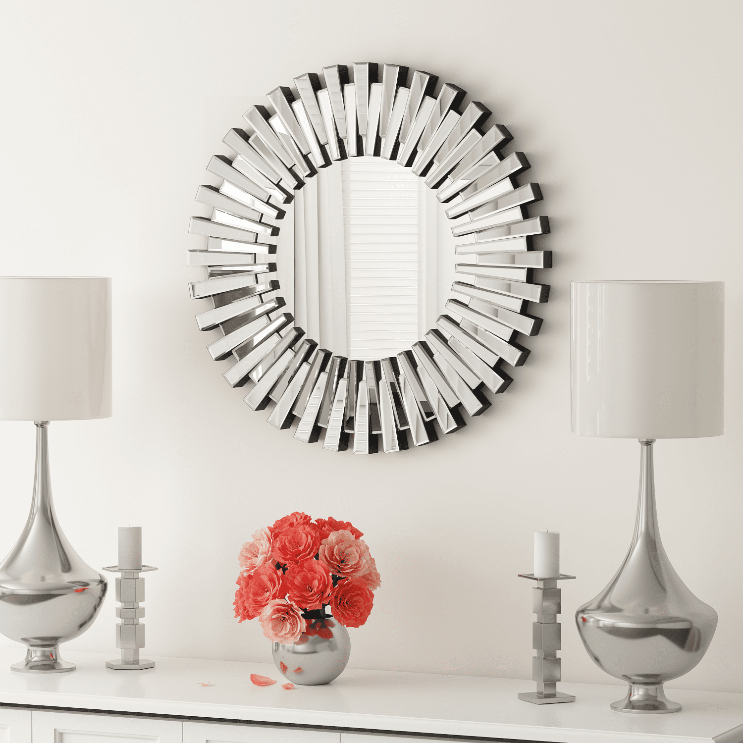 SHYFOY Wall Mirror for Wall Decor, 31.5'' Circular Decorative Statement  Wall Mirror for Entryway / SF-WM002