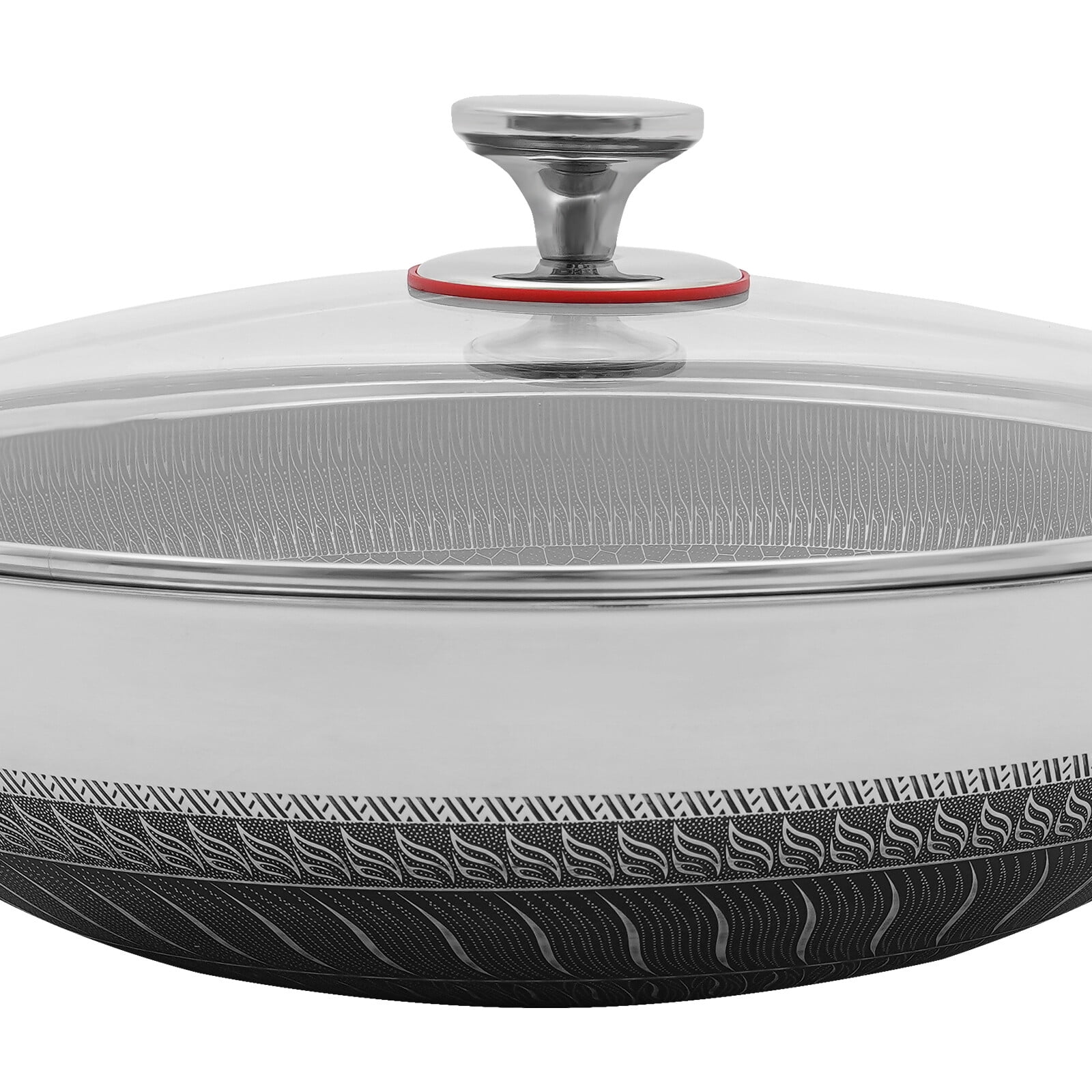 14inch Stainless Steel Frying Pot 2-Handle Non Stick Paella Pan Cooking Skillet with Lid