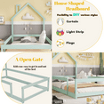 thumbnail image 6 of Twin Size Montessori Floor Bed with House-Shaped Headboard and Safety Rails,Wood Bed Frame for Kids, Boys, and Girls ,Light Green, 6 of 9