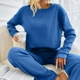 thumbnail image 2 of HAiming Women's 2 Piece Lounge Sets Solid Long Sleeve Crewneck Tops and Pants Oufits Casual Comfort Pajamas Homewear, 2 of 7