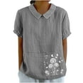 thumbnail image 2 of Betivan Women Tops Women's Summer Doll Collar Shirts Floral Print Vintage Puff Sleeve Blouse Loose Causal Pullover Blouse Tops, 2 of 5