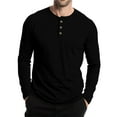 thumbnail image 5 of Inglocry Men's Henley Shirt - Long Sleeve Solid Color Cotton Henley Thermal Shirt - Undershirts for Men Black L, 5 of 7