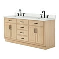 thumbnail image 2 of ARIEL Hepburn 72 Inch Double Rectangle Sink Bathroom Vanity With Carrara White Quartz Countertop 1.5 Inch Edge In Oak, 2 of 8