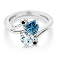 thumbnail image 2 of Gem Stone King 10K White Gold Diamond Accent Ring Heart Shape Persian Blue Moissanite and Aquamarine Sky Blue (1.56 Cttw, Size 9), 2 of 3