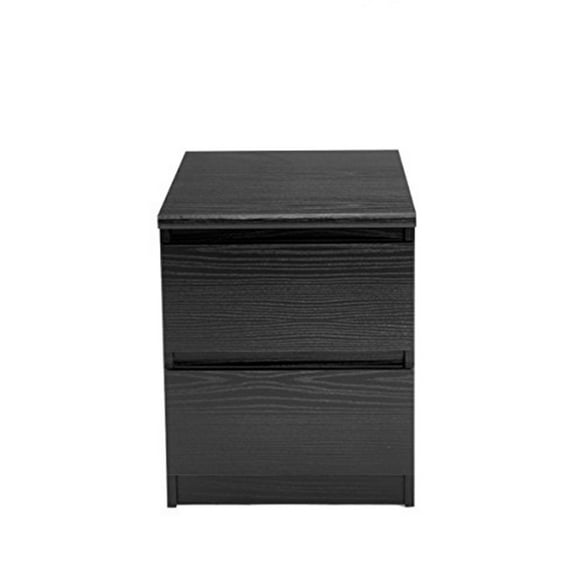 Nightstand with Drawers - Black Wood Grain Bedroom Side Table