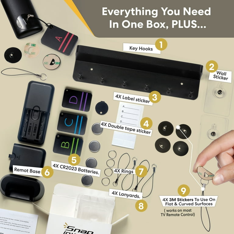 SNAP INVENT Key Finder & Beeper Tracker Tags - Cover 50-100ft & 75-80 dB Sound - Tracking TV Remotes/Purse/Wallet/Toy/Pet SNAP INVENT Key Finder & Beeper Tracker Tags - Cover 50-100ft & 75-80 dB Sound - Tracking TV Remotes/Purse/Wallet/Toy/Pet