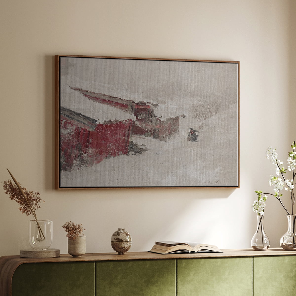 Vintage Botanical Print-XCI By Wexford Home Framed in Walnut Wood Gallery Wrapped Canvas 17 in. x 25 in.