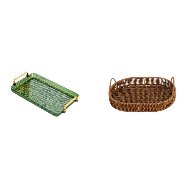 Plato De Postre, Bandeja De Mesa De Centro Con Asa, Bandeja Para Servir, Bandeja Para Guardar Joyas, Cesta De Mimbre Tejida, Frutero Ovalado, Organizador De Cocina, Bandejas Para Frutas, Cestas