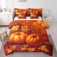 thumbnail image 1 of Ensemble de Literie Citrouille d'Automne Format Simple 7 Pcs pour Enfants Garçons Filles, Ensemble de Couette Citrouille Dessin Animé, Ensembles de Couette Orange Rouge Saison des Récoltes Lit Tout-en-un Plante Botanique Ensemble de Draps, Respirant, 1 of 4