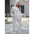 thumbnail image 2 of Defitshape Women's Long Sleeve Hooded Onesie Pajama Fuzzy Fleece Cute Winter Warm Full Zip Adult Onesies Fall Pocket Ribbed Cuffs Footless Cozy One Piece Sleepwear w/ Hood Light Pink XX-Large, 2 of 5