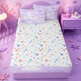 thumbnail image 4 of meiyoeat Purple Rainbow Initial E Zipper Twin Comforter Sets with Fitted Sheet and 2 Pillowcases,Cute Heart Cloud Stars Pattern Zipper Bedding Set For Girl,Colorful Stars Reversible,4 Pieces, 4 of 7