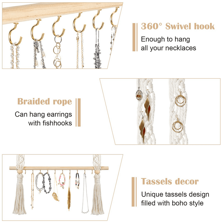 Wall Mounted Necklace Holder, Showcase Necklace Hanger Jewelry Hooks for Bedroom Closet Wall, Adult Unisex, Size: 30cmx3.5cm, Clear