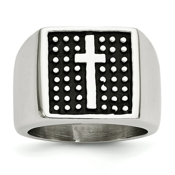 Stainless Steel Religious Faith Cross Polished Ring Size 8 Jewelry for Women