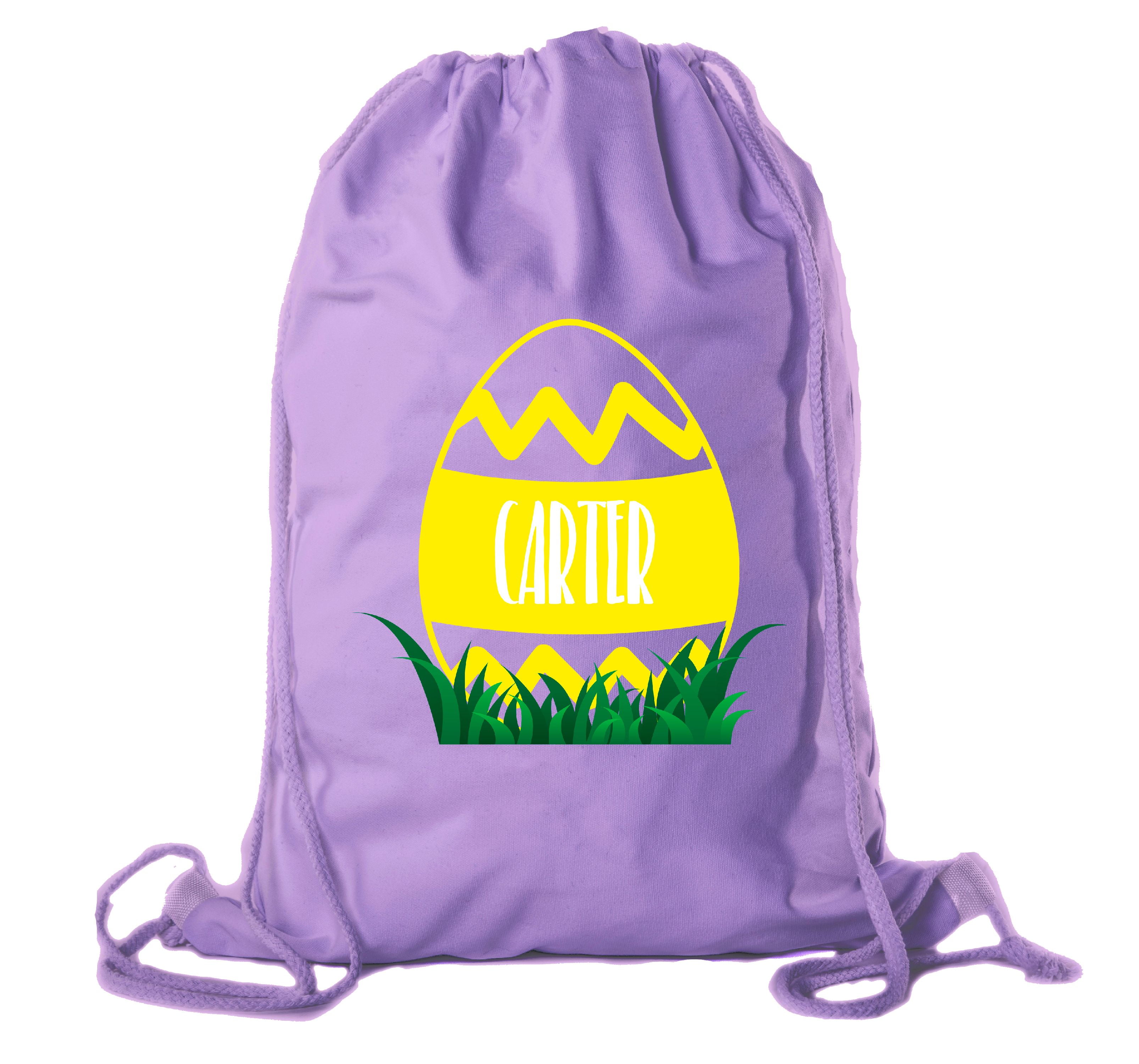 Zig Zag Easter Egg Custom Name Cotton Drawstring Bag