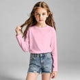 thumbnail image 2 of Girls Long Sleeve T-Shirt Kids Casual Crew Neck Lightweight Breathable Mesh Athletic Tee Basic Casual Active Top for Daily Sports Outdoor Wear(Pink,2-3 Years), 2 of 8