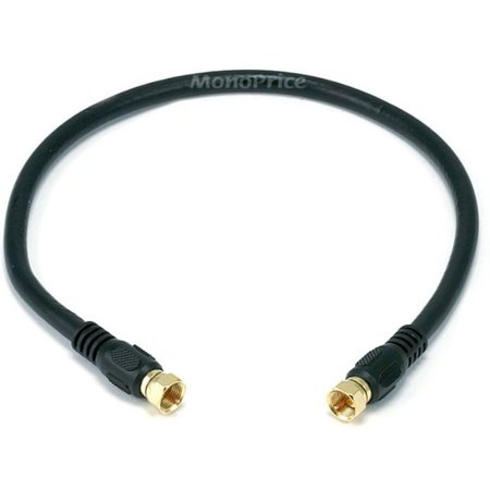 UPC: 0844660053590 | Monoprice Coaxial Cable – 1.5 Feet – Black   18AWG  75Ohm  RG6 Quad Shield CL2 with F Type Connector