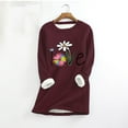 thumbnail image 2 of Fesfesfes Women Heart Print Thick Fleece Sweatshirt Velvet Warm Crewneck Pullover Top Gift For Couples, 2 of 3