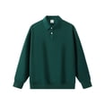 thumbnail image 1 of Autumn/Winter Heavyweight Piqué Cotton Polo Neck Sweatshirt, Loose Fit, Solid Color, Couple Style, Turn-Down Collar, Long Sleeve, 1 of 4