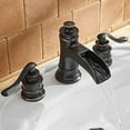 thumbnail image 3 of BWE 8 Inch Widespread Bathroom Faucet Oil Rubbed Bronze with Pop Up Drain and Supply Hose Lead-Free Two-Handle 3 Holes Waterfall Bathroom Sink Faucet Lavatory Mixer Tap, 3 of 9