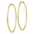 thumbnail image 2 of Real 14kt Yellow Gold Polished Round Endless 2mm Hoop Earrings; for Adults and Teens; for Women and Men, 2 of 3