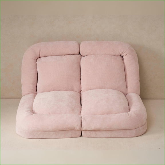 Convertible Fold-Out Double Sofa Bed – 18-Position Adjustable | Pink | Seat Depth 63.78