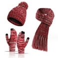 thumbnail image 1 of Gorro de punto cálido para invierno para hombre y mujer, guantes con pantalla, conjunto de bufanda larga con gorros de calavera forrados, bufandas para el cuello, 1 of 5