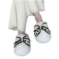 thumbnail image 2 of Women's Cute Bowknot Fuzzy Plush Slippers for Winter Indoor House Slip-Ons Shoes, Warm Fur Lined Slippers with Anti-Skid Sole, 2 of 4