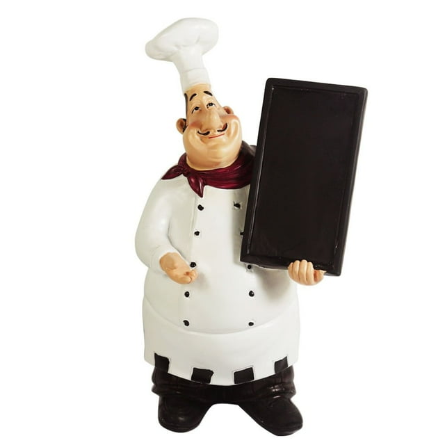 Kiaotime 98915Hb Figuras de Chef Italiano Decoración de Cocina con Pizarra de Chef Encimera Figura de Chef Coleccionable Estatua de decoración de Chef de Cocina