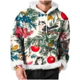 thumbnail image 3 of Xcmzpl Under 30 Christmas Hoodies Men's Long Sleeve Fluffy Trim Xmas Graphic Sweatshirts Ugly Print Hooded Pullover with Pocket, 3 of 10