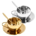 thumbnail image 4 of 2 Sets 304 Stainless Steel Coffee Cups with Saucers and Spoons, European Style Tea Mugs for Home, Cafe, Party, , Assorted Colors, 4 of 8