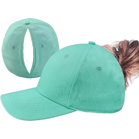 Magnetic Ponytail Caps for Easy Wear Breathable Cotton Adjustable Baseball Hat for Long Haired Women Sport