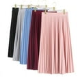 thumbnail image 2 of New Fashion Women's High Waist Pleated Solid Color Half Length Elastic Skirt Promotions Lady Black Pink, 2 of 10