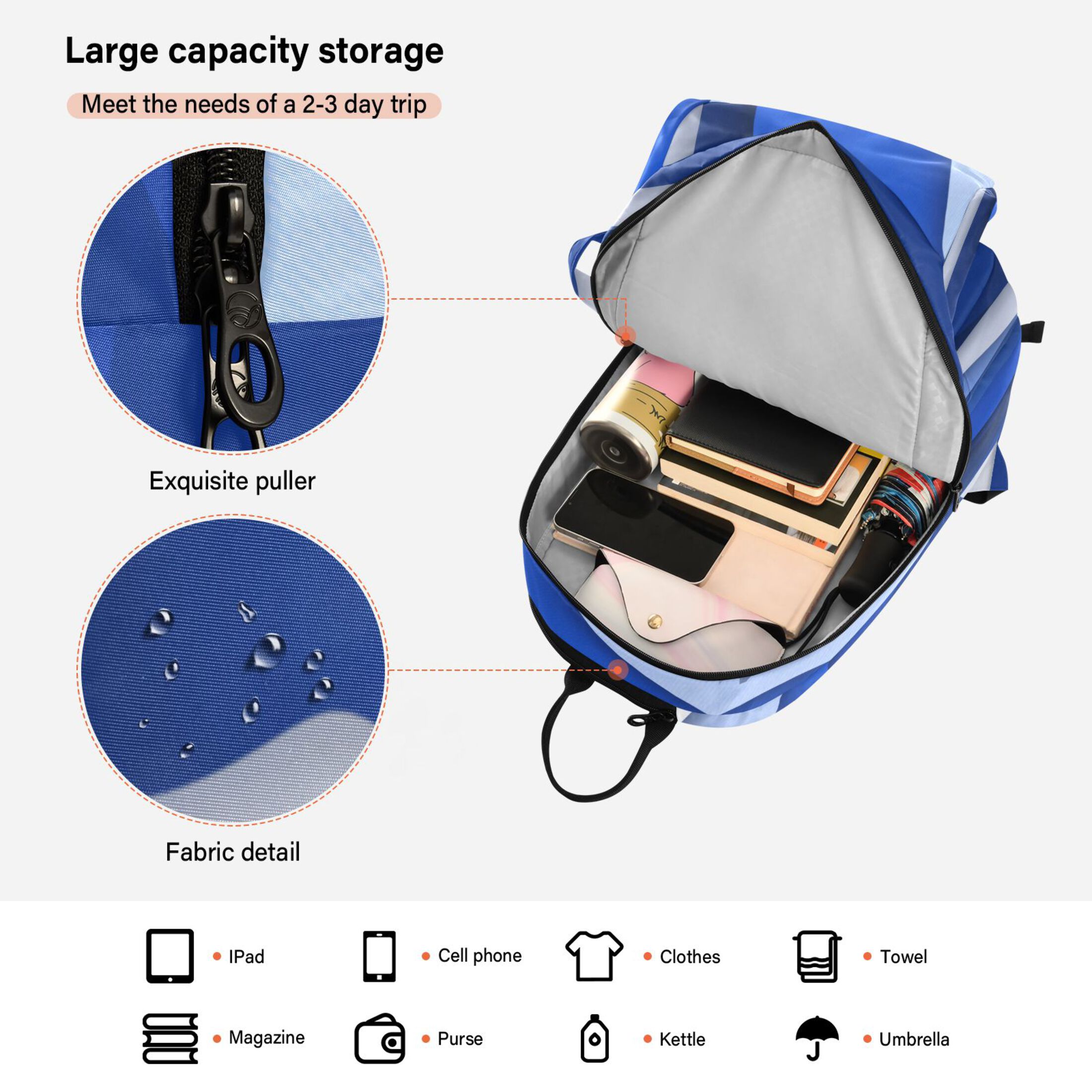 2 Racquet Holder Tennis Backpack Tennis Racket Covers Gym Bags Navy Blue Color Palette