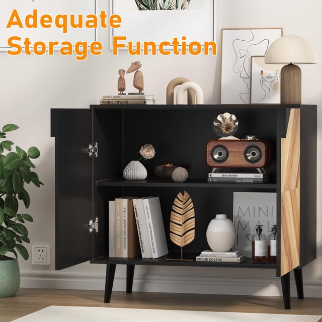 EDTara Crédence de Rangement, Buffet Moderne avec Portes et Tablette Ajustable, Armoire Console pour Salle à Manger, Salon, Entrée