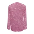 thumbnail image 5 of Jewelreauty Women Long Sleeve V Neck Shirts Printed Pullover Casual Button Cozy Tops Lightweight Outdoor Blouses (2XL, Pink-E), 5 of 5