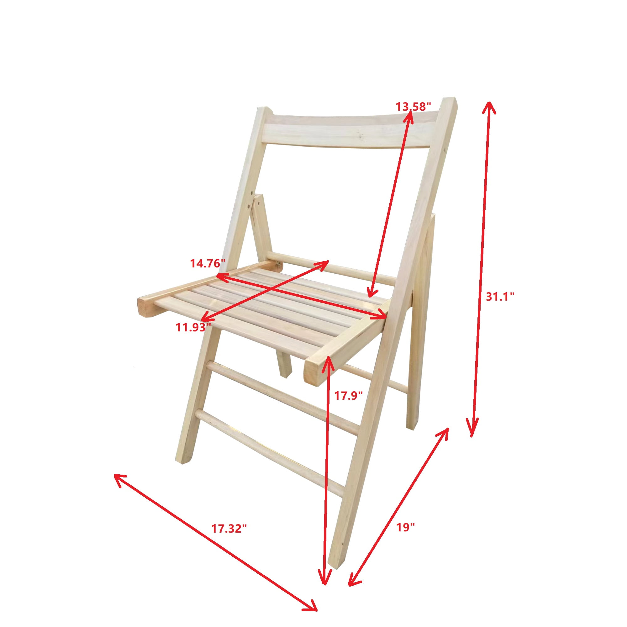 Homy Casa Folding Wooden Patio Chairs Set of 2 for Balcony Apartment Outdoor Relaxation, Natural