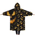 thumbnail image 2 of Oversized Wearable Blanket Hoodie,Halloween Spooky Jack O Lanterns Sherpa Blanket Hoodie with Super Pockets,Super Warm Fuzzy Pullover for Women & Men, 2 of 6