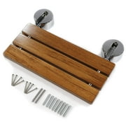 Clevr 20 Teak Modern Folding Shower Seat Bench Dark Wood Medical Wall Mount