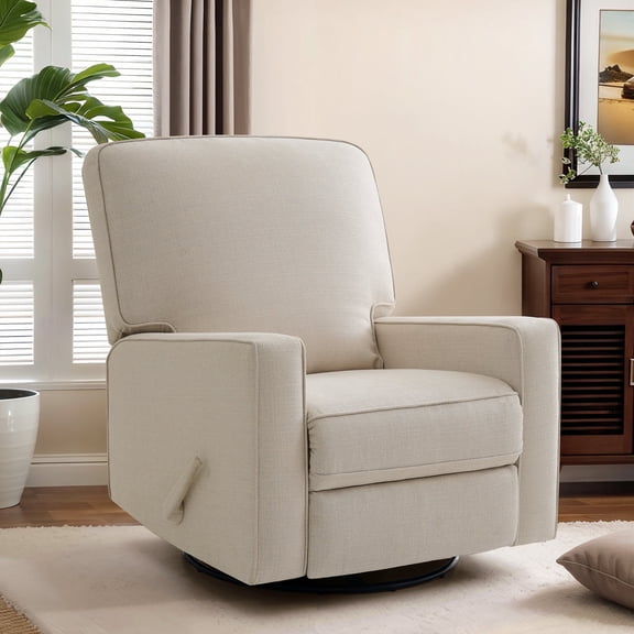 Swivel Rocker Recliner Chair, Ergonomic Lounge Chair for Living Room and Bedroom,Small Spaces with Rocking Function,360° Swivel,Beige