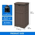 thumbnail image 3 of Dextrus 36 Gallon Outdoor Trash Can, Waterproof Resin Garbage Bin with Drip Tray & Lid, Trash Bin,for Porch, Backyard, Dark Brown, 3 of 10