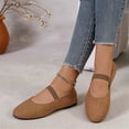 thumbnail image 6 of Domuza Women's Mary Jane Flat Shoes with Elastic Strap, Soft Faux Suede Slip On Casual Walking Flats, Comfortable Low Profile Everyday Footwear for Work Office Daily Wear Brown 9（EU-42）, 6 of 8