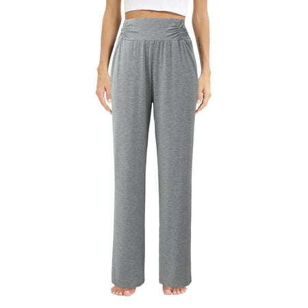 

WBQ Women s Casual Long Pajama Lounge Pants Drawstring Sleepwear Regular & Plus Size Gray Tag L/US 10