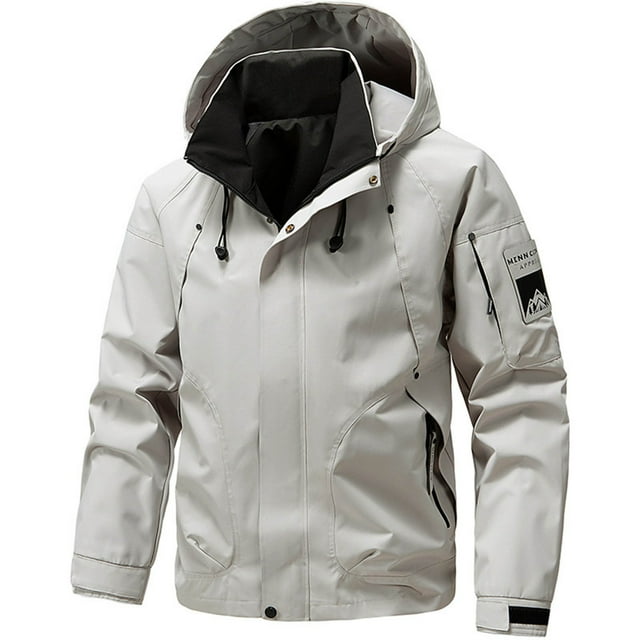 Veste à Capuche pour Hommes avec Fermeture Éclair, Poches Multi-Usages, Cordon de Serrage Réglable pour Extérieur et Décontracté, Manches Longues Design Léger