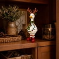 thumbnail image 5 of Christmas Resin Duck Statue With Reindeer Antlers And Light String Scarf, Tabletop Xmas Home Decor, 5 of 6