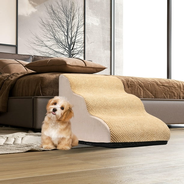 Rampe pour chien et chat - Escalier pour voiture/lit/canapé pliable en bois  Petwalk - Rampe d'accès pour animaux de compagnie avec tapis antidérapant