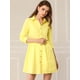 thumbnail image 3 of Vestido camisero Allegra K informal con pliegues manga 3/4 botones amarillo M, 3 of 6