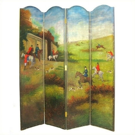 Wayborn Hand Painted Hunting Game Scene Room Divider