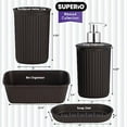thumbnail image 2 of Superio Decorative Ribbed Bathroom Accessory Set, Plastic - Brown (4 Pack), 2 of 7