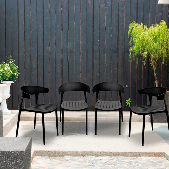 Set de 4 Sillas de Plástico PVC Resistentes con Respaldo | Sillas Modernas para Comedor, Jardín, Terraza o Restaurante